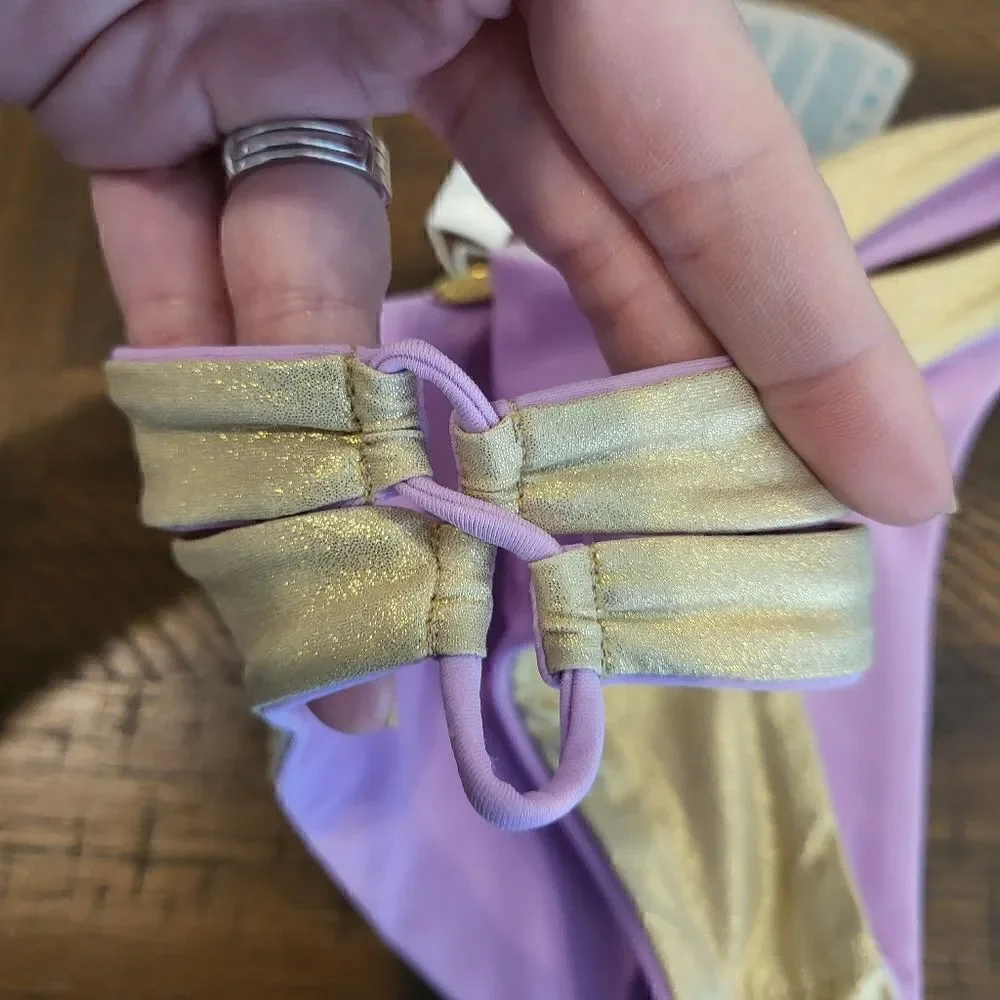 Reversable bikini bottom purple and glittery gold! NWT - XS